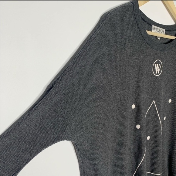 Wildfox Don't Tell Perry Thermal Gray Relaxed Tee Top XS - Picture 9 of 16
